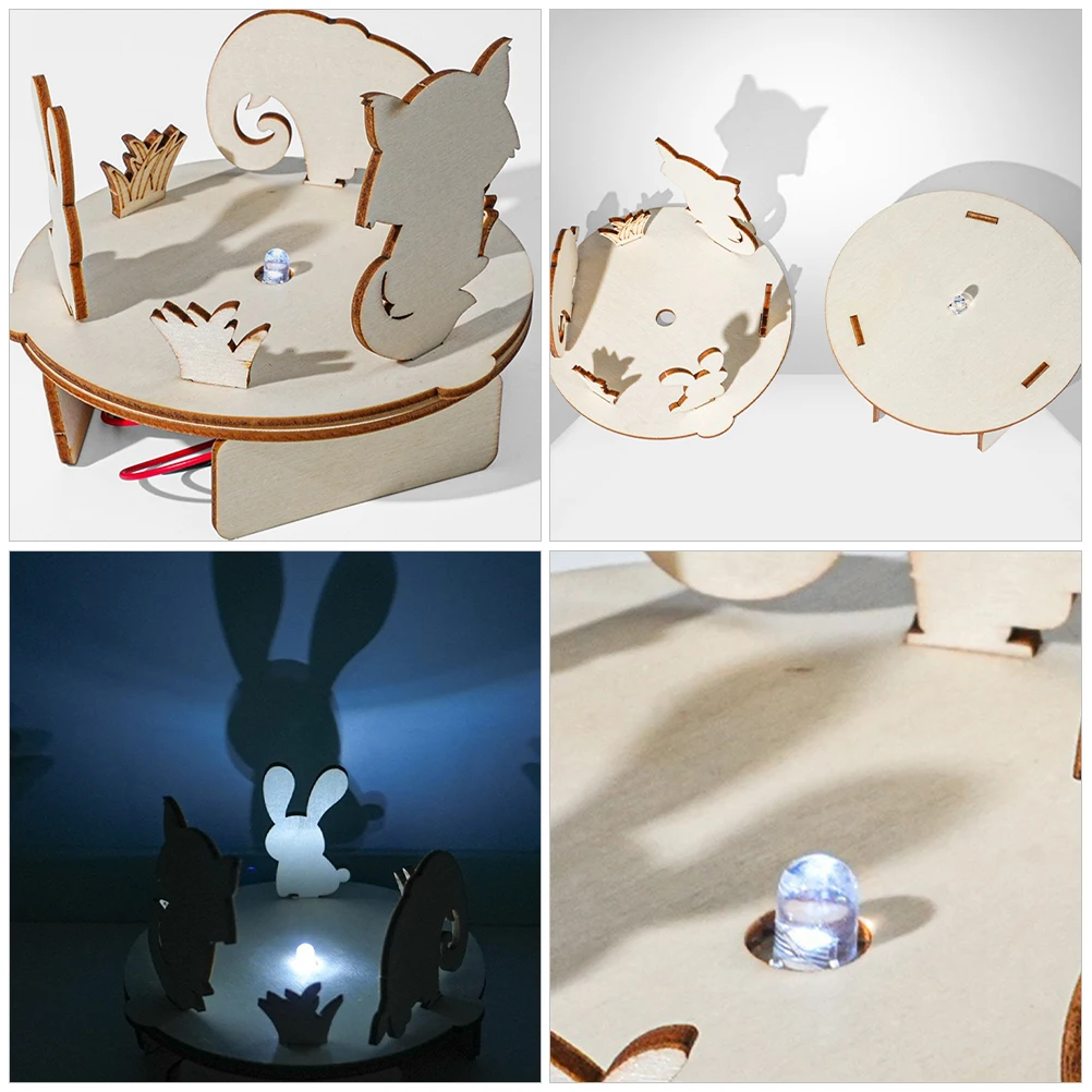 1 Zestaw Materiałów do Eksperymentów Naukowych Światło i Cień Edukacyjny Zestaw Drewniany DIY Rozwijający Koordynację Oko-Ręka i Kreatywność dla Dzieci