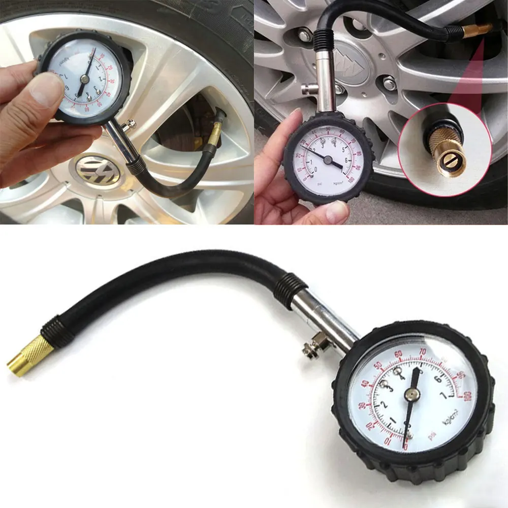 Tyre Air Pressure Tester Universal Long Tube Tire Pressure Gauge Meter 0-100 Psi High-precision for Car and Motorcycle Car Tool