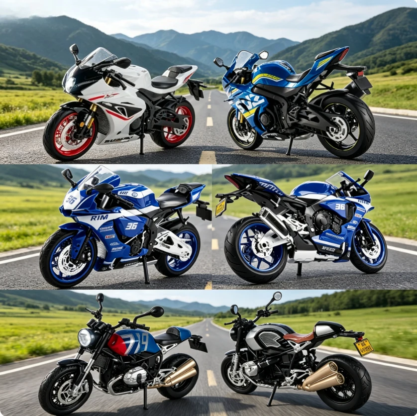 1:9 Motorcycle Series H2R Du, Alloy Motorcycle Model with Sound and Light Toys Perfect Birthday Gift for Boyfriend