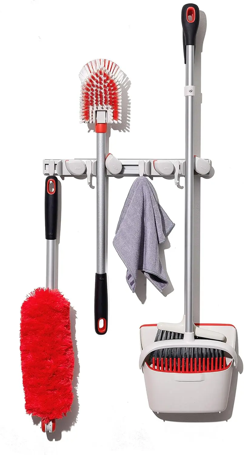 

Wall-Mounted Mop and Broom Organizer for Efficient Home Cleaning