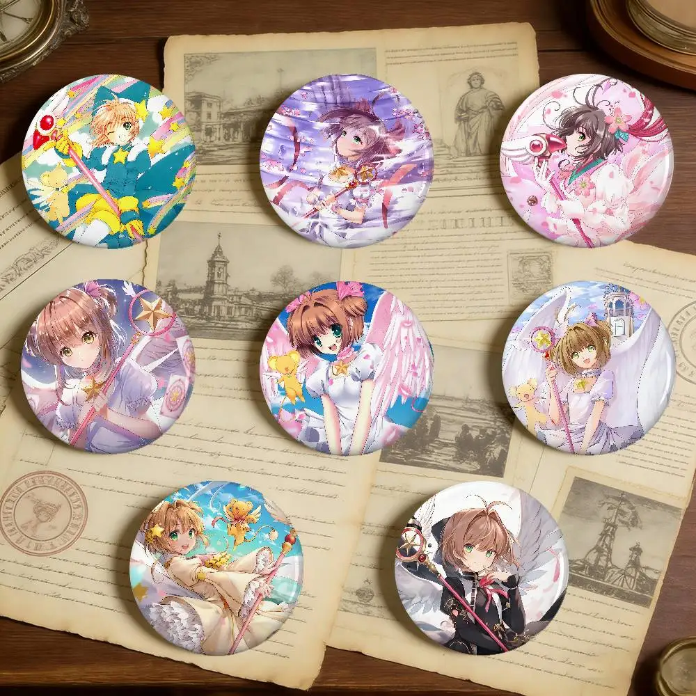 C-Cardcaptor Sakura Badges Peripheral Lapel Pins Tinplate Round Brooch For Shoulder Bag Accessories Souvenir Gifts