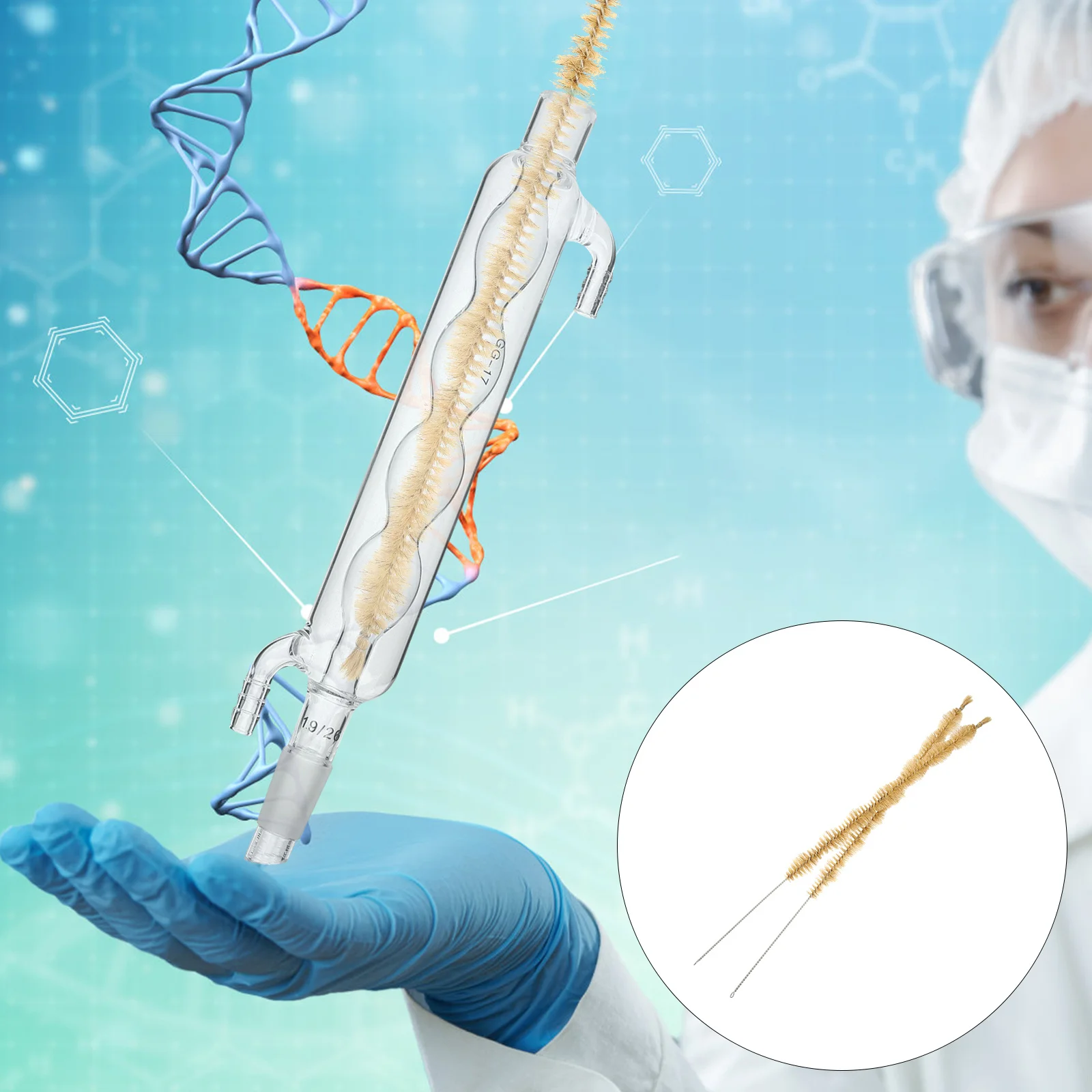 

2Pcs Laboratory Tubes Cleaning Brush Long Condenser Cleaner Portable Experiment Cleaning Tool for Science Long