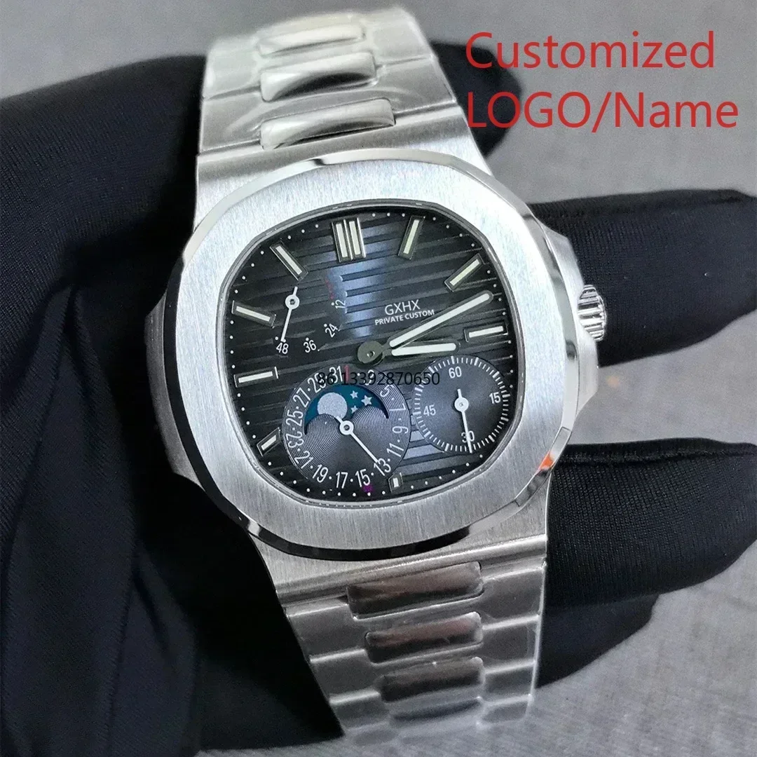 

A11 Store Customized Watch Men Watch Automatic Mechanical Multi-functional Watches Stainless Steel Sapphire Leather Watch