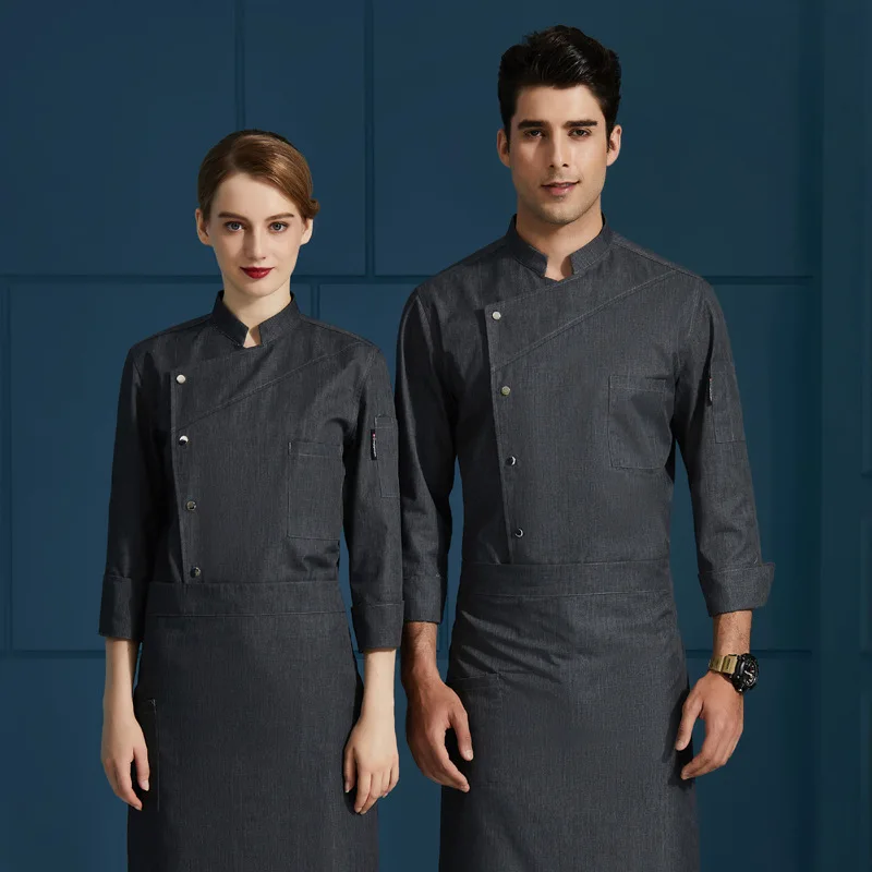 Vêtements de travail pour Chef cuisinier C363, veste de Chef à manches longues pour hommes, vêtements de travail de cuisine pour Restaurant occidental, manteau de serveur