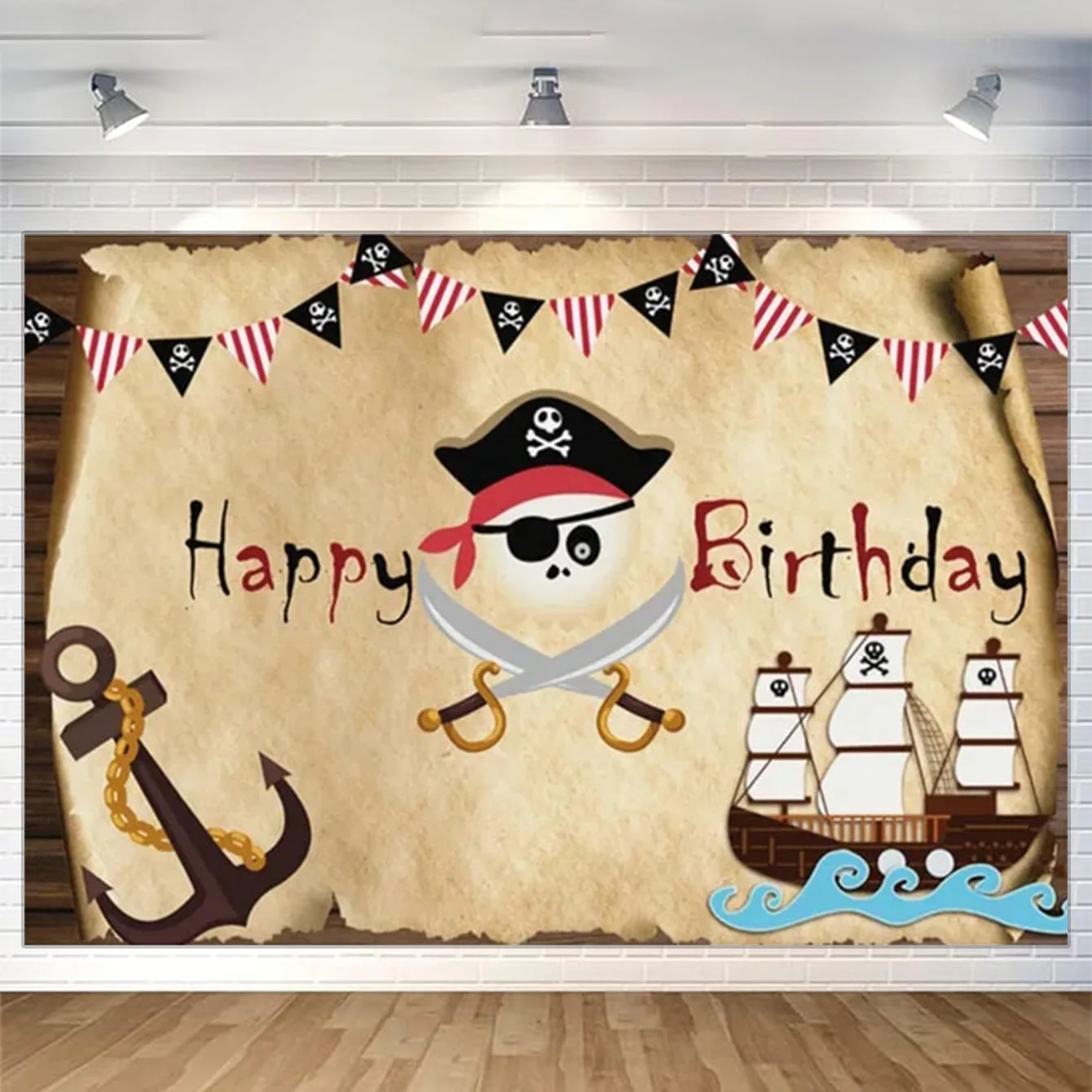 Pirate Background Image Old Treasure World Map Birthday Party Photography Decoration Background Cloth