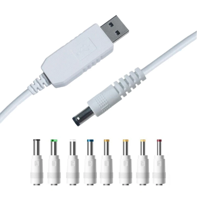 Kabel Daya USB DC9V 12V untuk Speaker Router DC5.5x2.1 8 Buah Colokan Pengisi Daya