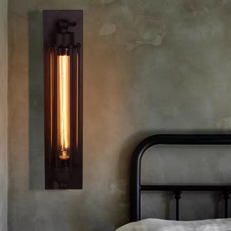 American Vintage Industrial Style Wall Lamps Coffee Shops Bars Restaurants Dining Rooms Balconies Wrought Iron Flute LED Sconces