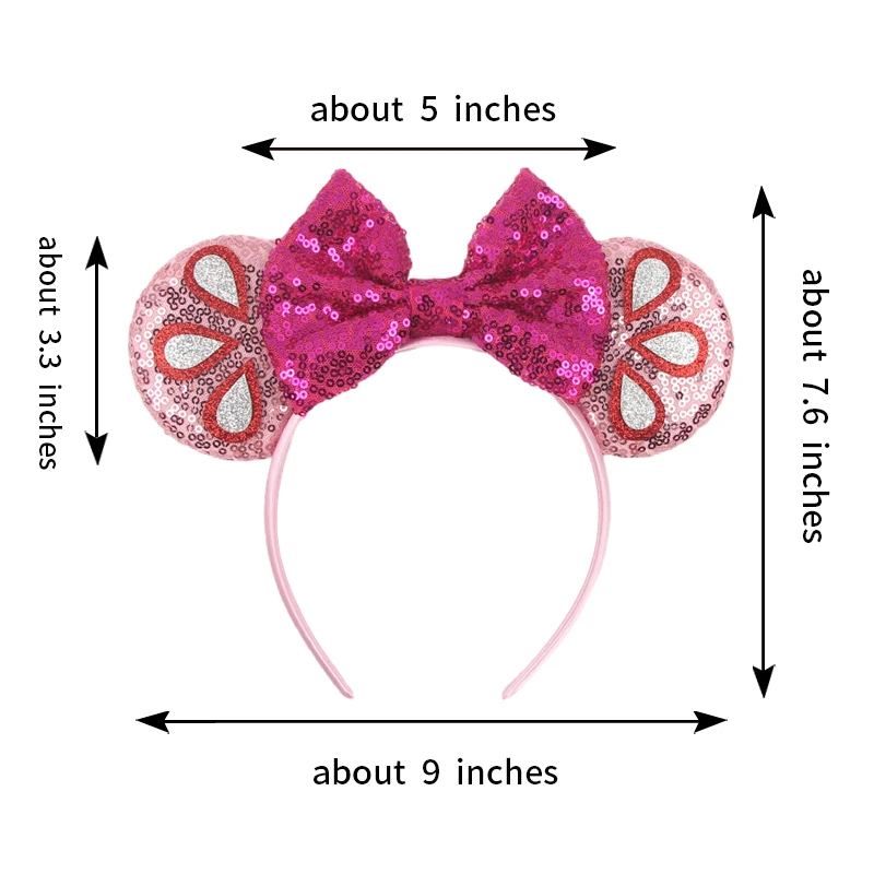 2024 Cute Mouse Ears Headband For Girls And Adult Sequins 5‘’Bow Hairband Festival Party Cosplay DIY Hair Accessories