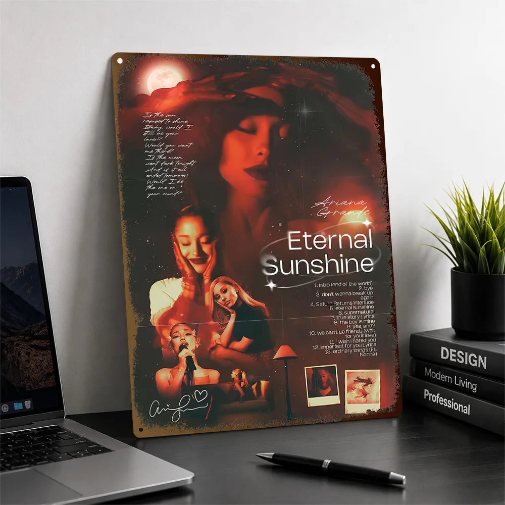 Ariana Grande Eternal Sunshine Textured Poster Customized Metal Tin Sign Bold Stage Persona Wall Art Ideal For Bedroom Studios
