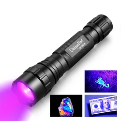 UniqueFire 501B 365NM Ultraviolet UV Black Light LED Flashlight for Pets Urine Stains Detector with USB-C Rechargeable Battery