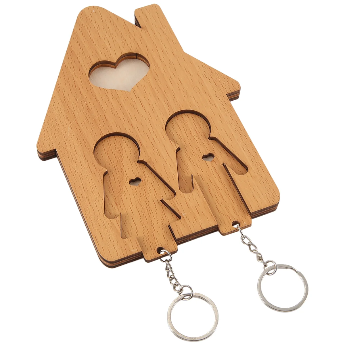 Wood Key Holder Wall-Mounted Key , Wooden Key Rack Key Holder for Wall with Key Hooks Couple