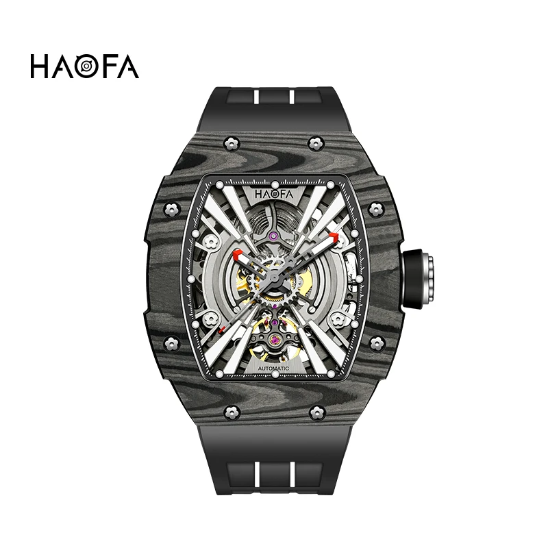 

Haofa Luxury Automatic Watch For Men Skeleton Mechanical Sapphire Self-wind Movement Luminous Mens Watch 80H Power Reserve 1906