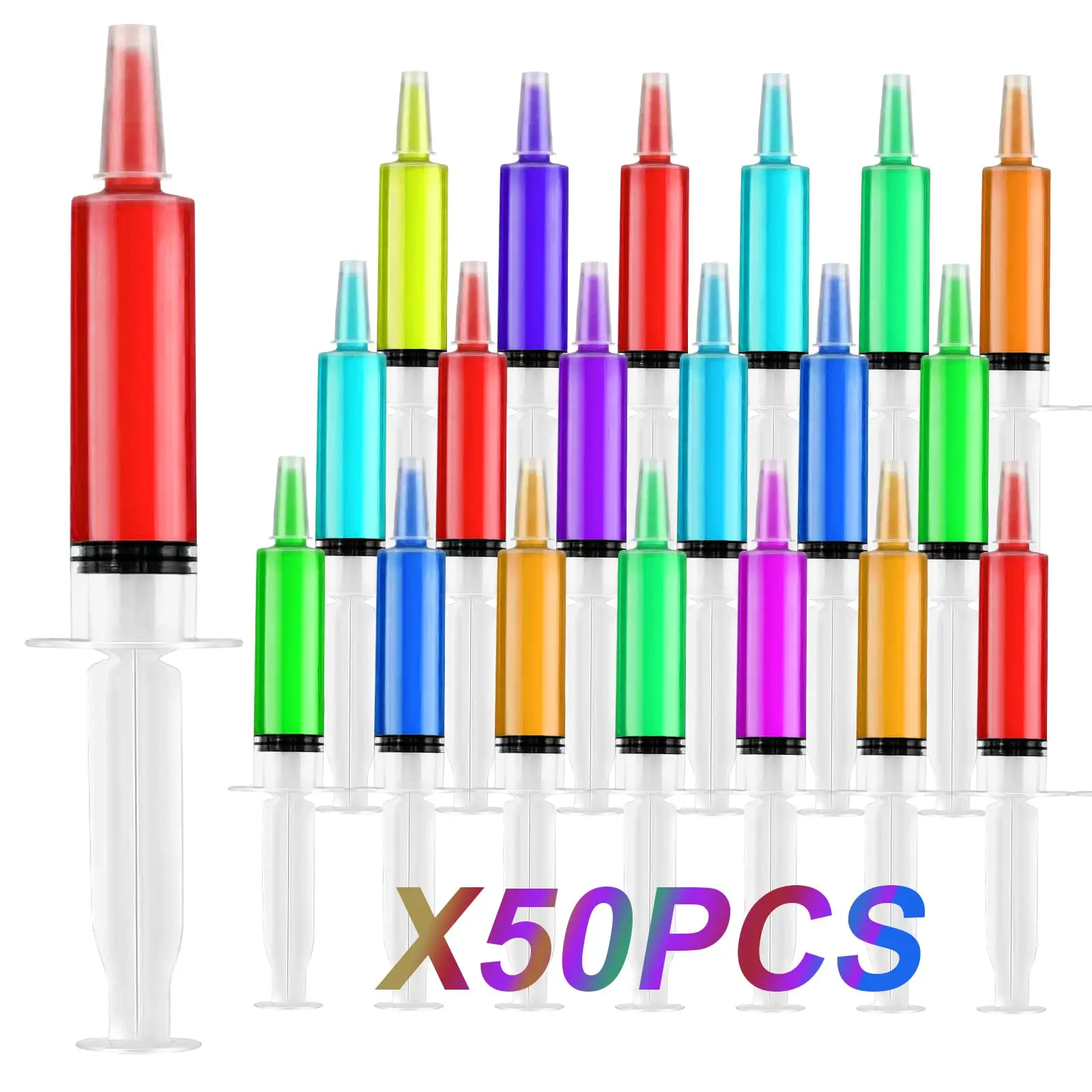 50Pcs 20ml Party Liquid Syringe BPA-Free Suringes Jelly Shot Syringe individually Packed  for Halloween, Bachelorette Parties