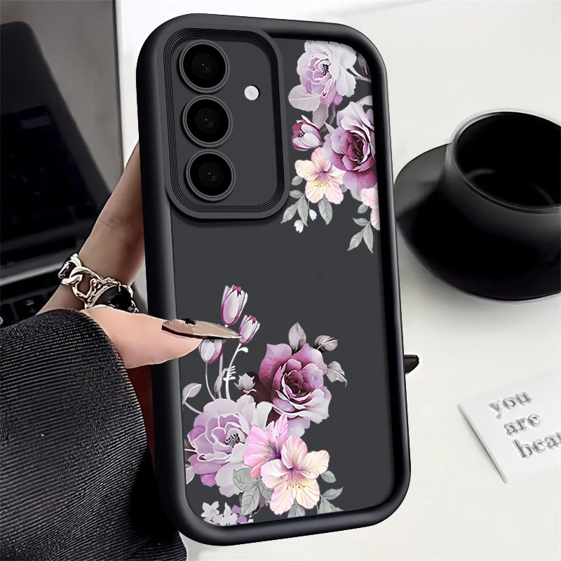 Pfingstrose Blume Fall für Samsung Galaxy S25 Rand S24 S23 S22 Ultra Plus S24 FE A17 A55 A54 A56 A34 A14 A16 A36 Weiche Silikon Abdeckung