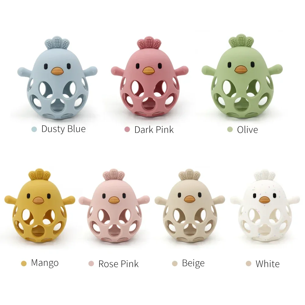 1PC Baby Silicone Teether Lovable Toys Cartoon Chick Shape Baby Toys Hollow Out Care Equipment Chewing Training Baby Products