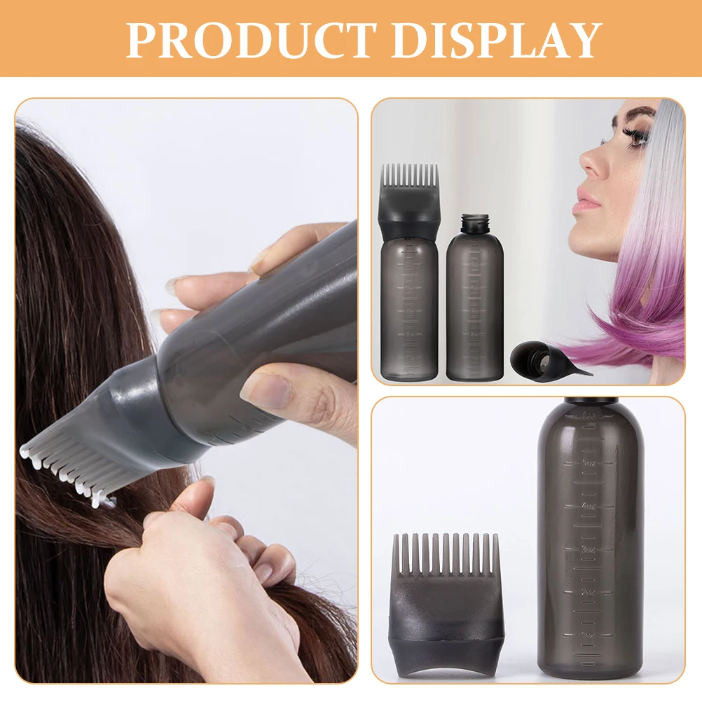 

3 pcs Hair Colour Applicator Bottles 160ML Black Shampoo Dye Oil Brush with Scale for Salon Home Use Portable Reusable Plastic