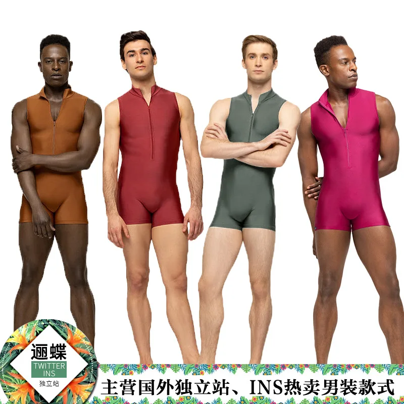 Summer Men Sexy Plus Size Rompers Playsuits Tight Glossy Dance One-piece Catsuit Sports Jumpsuits