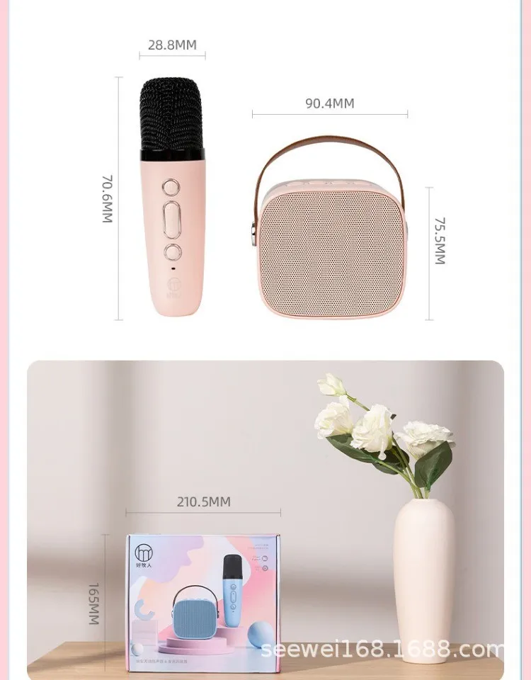 Microfono wireless Karaoke per bambini Microfono con fascia per capelli Macchina Sistema KTV DSP Altoparlante Bluetooth Stereo Hifi Surround