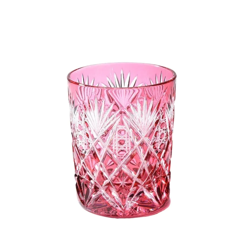 Edo cut golden red flower light luxury imported Czech handmade crystal whiskey foreign wine cup