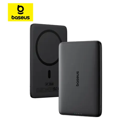 Baseus 5000mAh Magnetic Power Bank 15W PD 20W Wired Charging Thin Card-Sized Slim Portable Powerbank for iPhone 17 Samsung