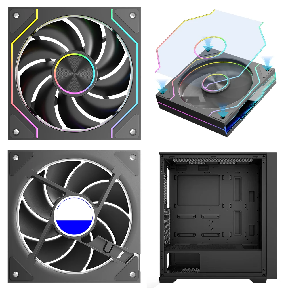ケースクーラーファン 12cm 静音冷却ファン ARGB コンピューターファン 4ピン PWM ほとんどのPC冷却システムに適しています