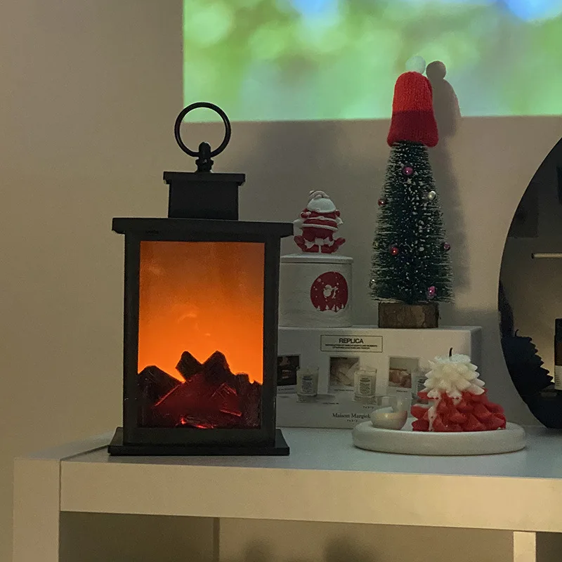 秋と冬の雰囲気照明ナイトライト新年の家の柔らかな装飾カフェホームステイ暖炉の炎ライト