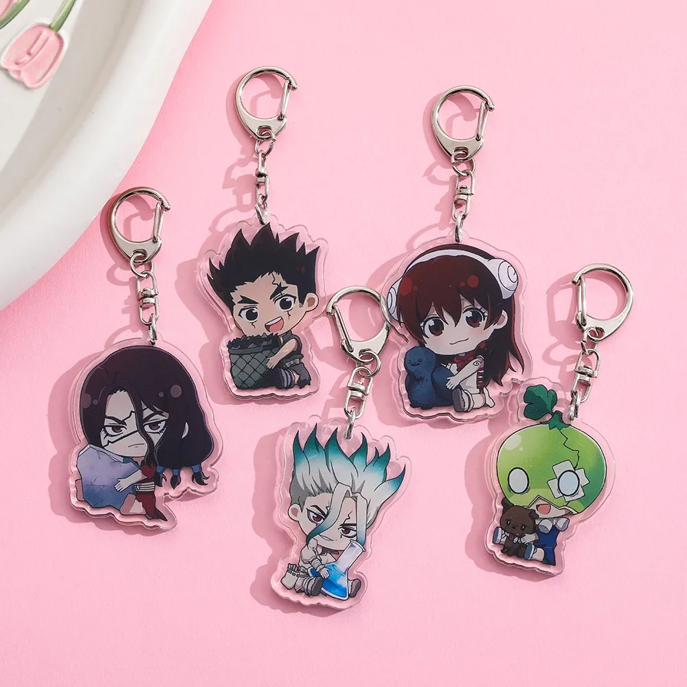 Anime Dr.STONE Acrylic keychain accessaries Cartoon Bag Pendant Gift cute bag charm Keyring Friends Fans Gifts