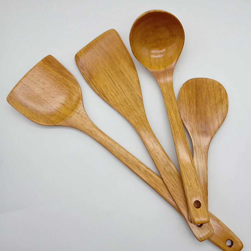 

Wooden Spatula Set Natural Wood Thick H Kitchen Tools Baking Utensils Heat Insulation Eco Friendly Storage Saving Cookware