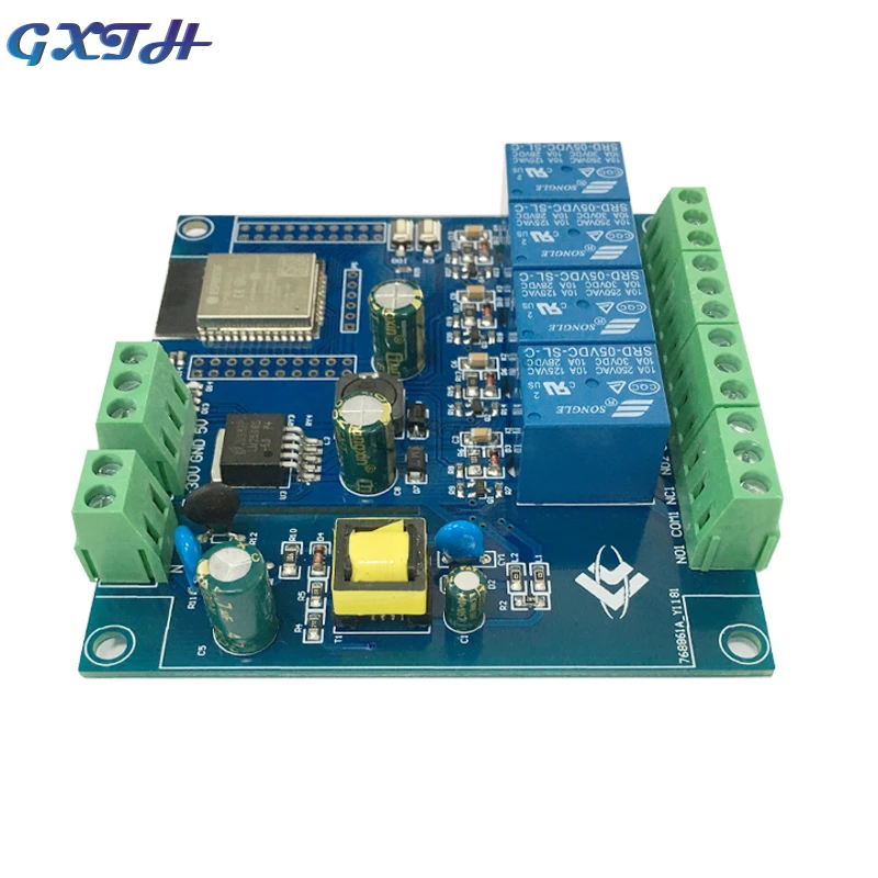 AC220V/DC5-30V ESP32 WIFI Bluetooth BLE Four-channel Relay Module I/O Port ESP32-WROOM Development Board