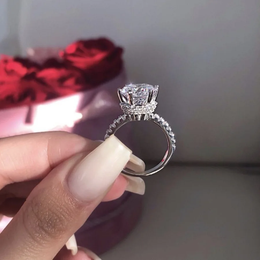 

Винтажное кольцо Eternity Promise из стерлингового серебра 925 пробы AAAA cz, обручальное кольцо для женщин и мужчин, ювелирные изделия на палец, подарок