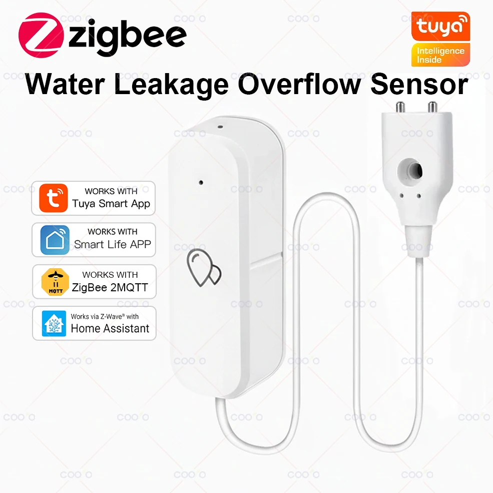 ZigBee 3.0 Water Sensor Leakage Alarm Overflow Level Flood Leak Detector Tuya App Remote Control Smart Home Security Protection
