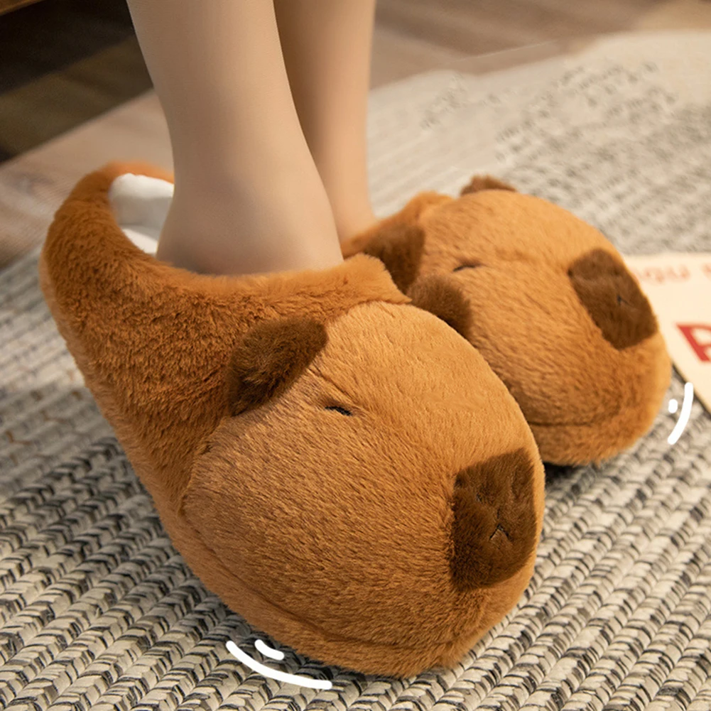 Frauen Plüsch Capybara Hausschuhe Anti-Rutsch Capybara Tier Hausschuhe Bequeme Cartoon Capybara Hausschuhe Outdoor Winter Hausschuhe