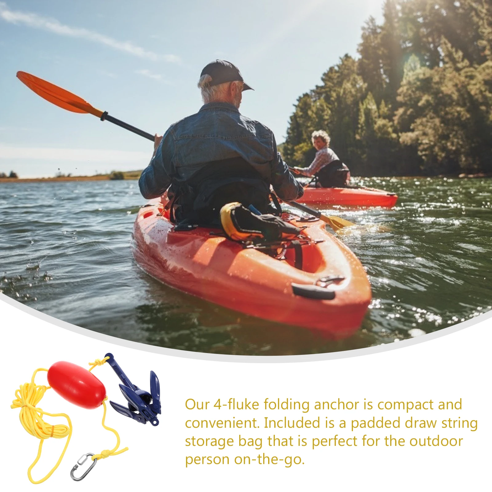 Kayak Anchor System Polyethylene Stainless Metal Folding Boat Aluminum Alloy Canoe