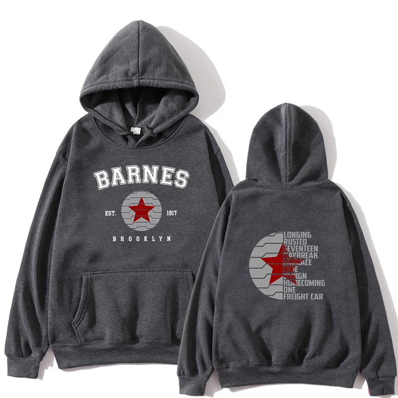 Herbst-Winter Retro Bucky Barnes 1917 Soldatenmode, vorne und hinten bedrucktes Muster, Sport- und Freizeit-Hoodie, Sweatshirt, Oberteil – Detail 5