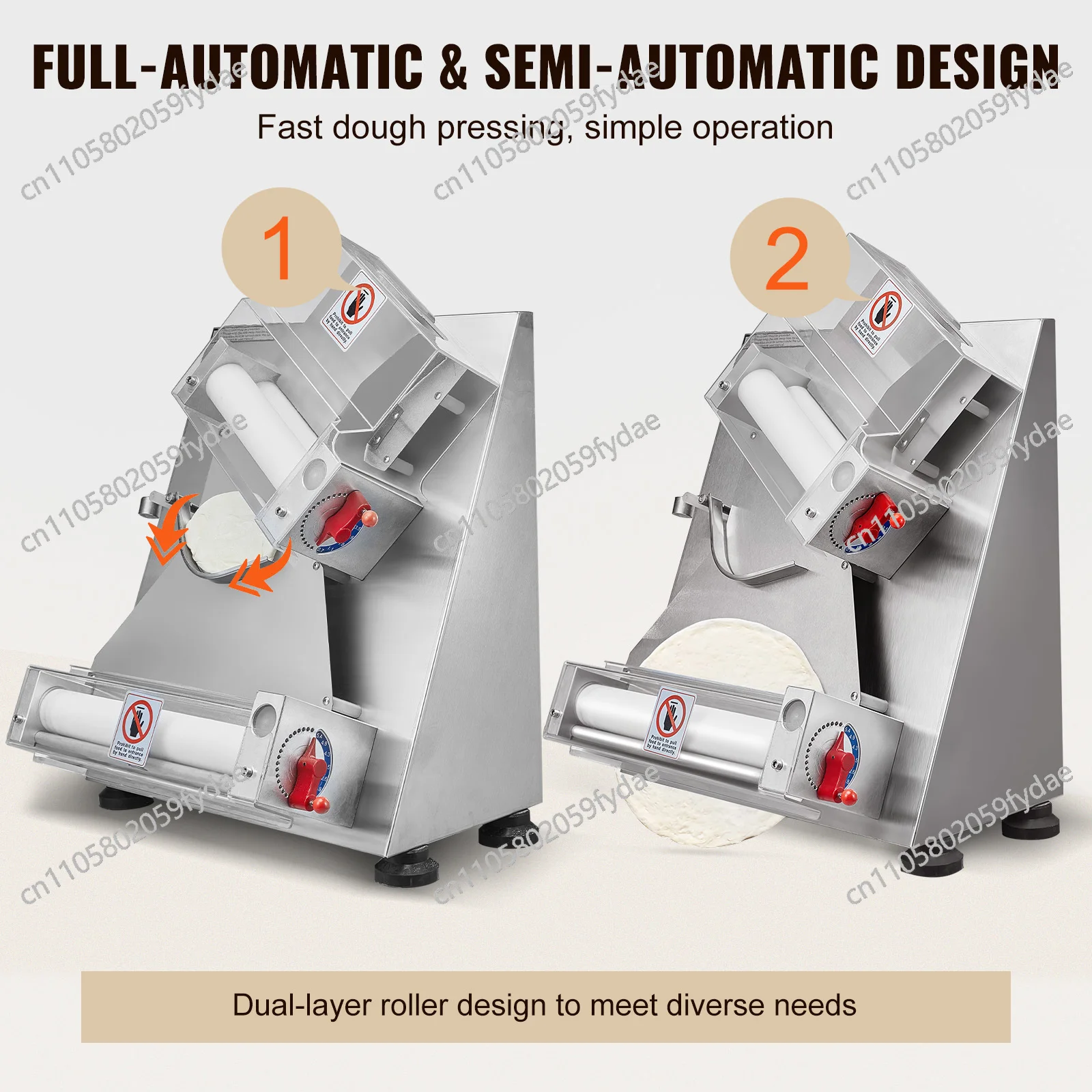 For Dough Roller Sheeter Stainless Steel Adjustable Thickness Dough Machine for Pasta Maker Equipment