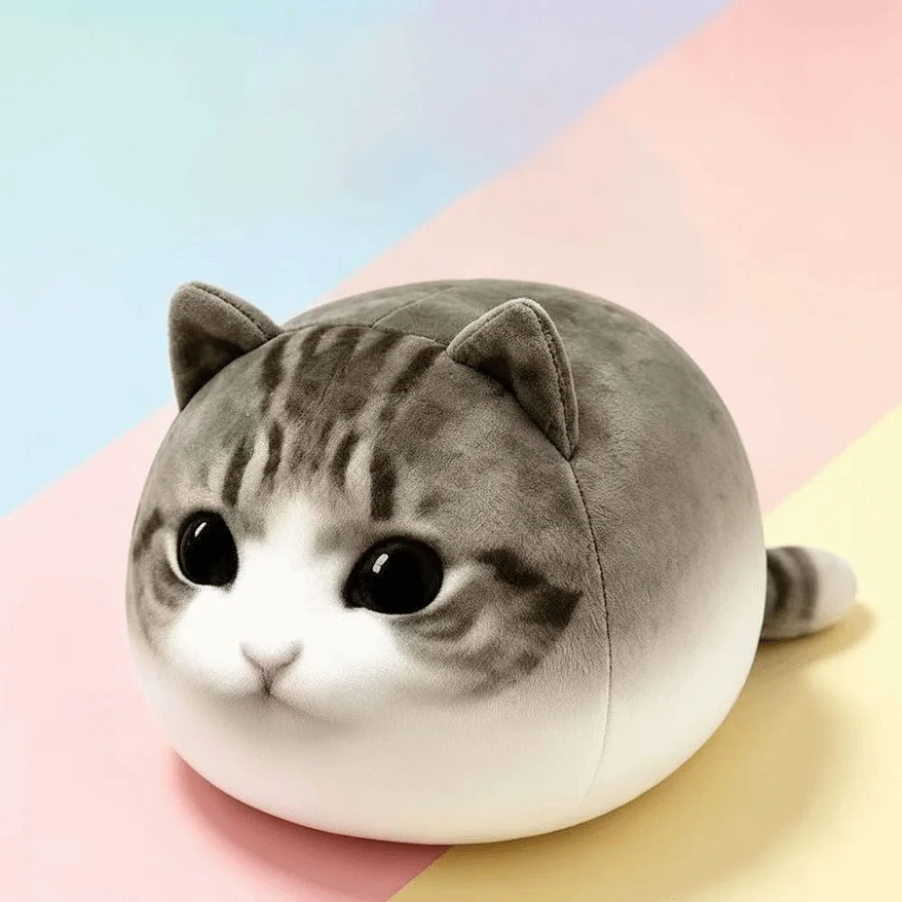 Round Chubby Tabby Meme Cat Plush Pillow Soft Fluffy Crispy Angle Cat Plush Toy Cartoon 15/25/35/45cm Cat Stuffed Animal
