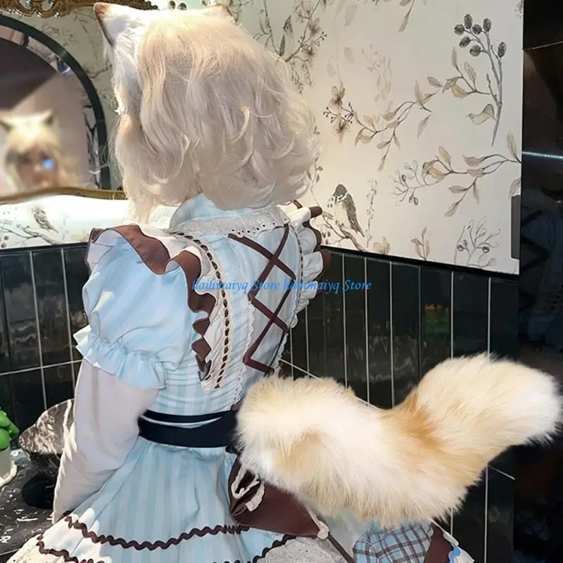 573B Remote Control Wagging Tail Electric Movable Wolf Cats Foxes Tail Cosplay Halloween Party Costume Faux Furs Animal Tail