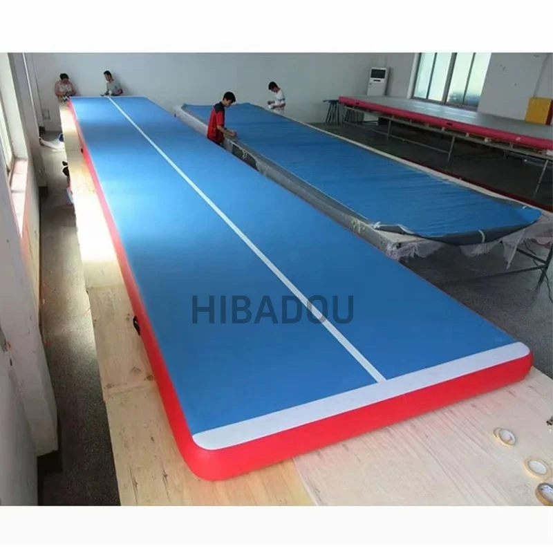 HIBADOU Inflatable Air Track Mat Gymnastics Air Track 10*2*0.2m Inflatable Taekwondo Inflatable Trampoline With a Pump
