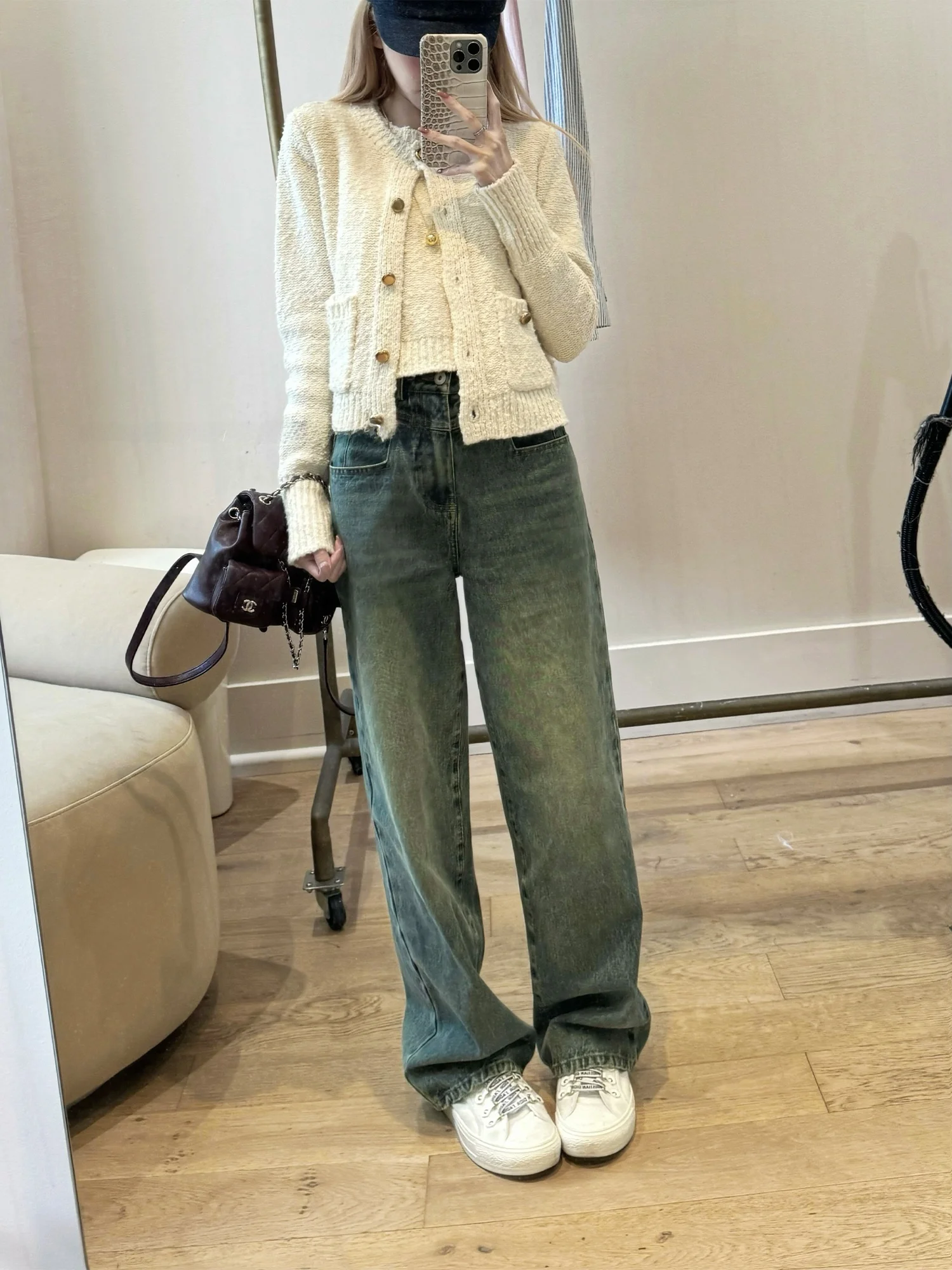 

Джинсы Coolline Loose American Waed Street, синие, женские, универсальные, с высокой талией, для девушек 8-24 лет