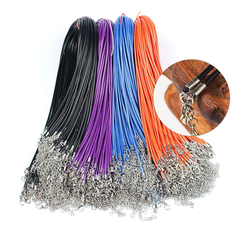 10Pcs/lot 1.5/2mm Leather Cord Necklace DIY Necklace Bracelet Accessories With Clasp Adjustable Braided Rope for Jewelry Making