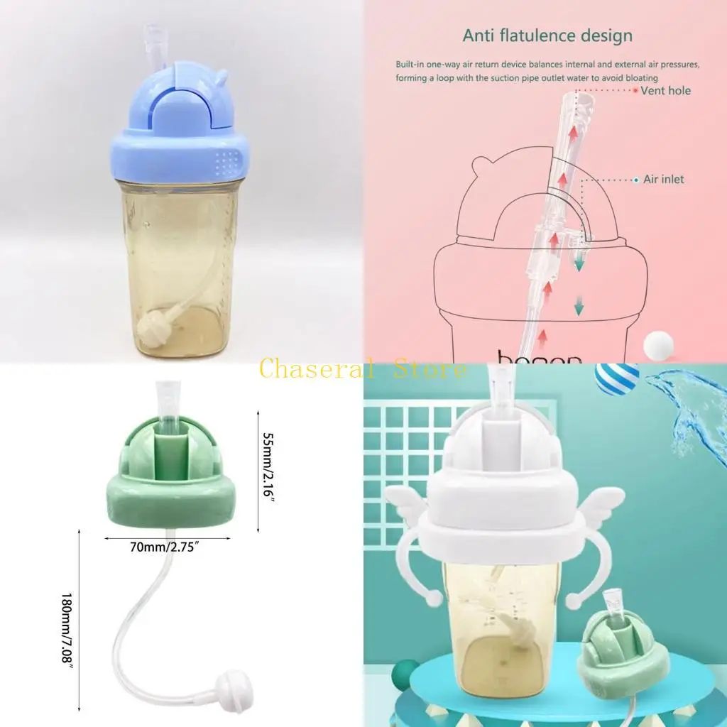 

E7CE Bottle Convert Water Cup Lid Anti-Chock Infant Bottle Travel Straw Lid for Square-Caliber Baby Feeding Bottles