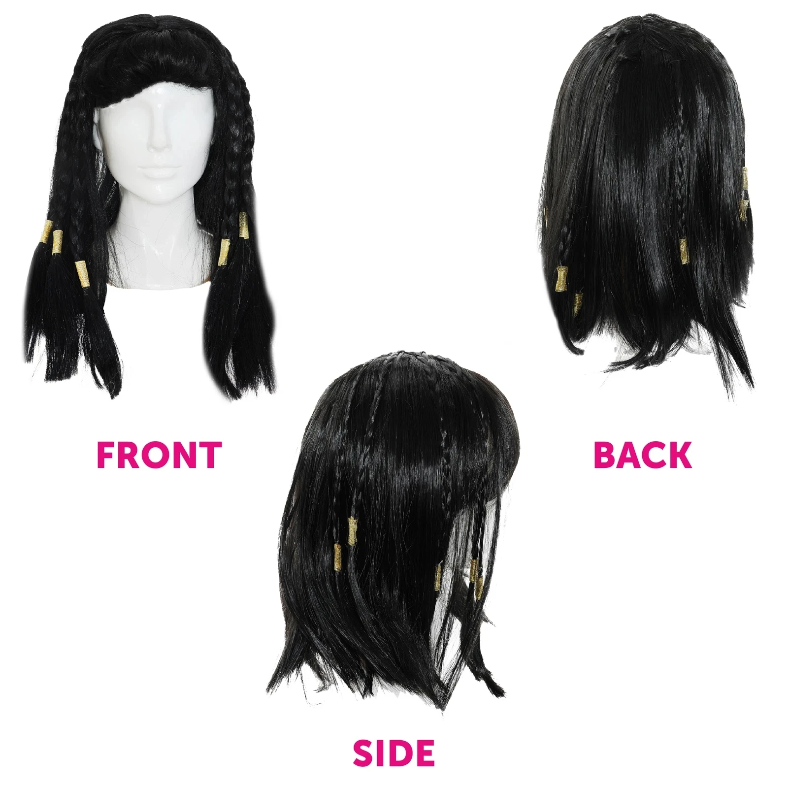 

Cleopatra Wig Woman Egypt Queen Black Hair Gold Beads Cleopatra Accessorie Headpie Dance Halloween Party Role Play Cosplay Wigs