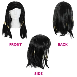 Cleopatra Wig Woman Egypt Queen Black Hair Gold Beads Cleopatra Accessorie Headpie Dance Halloween Party Role Play Cosplay Wigs