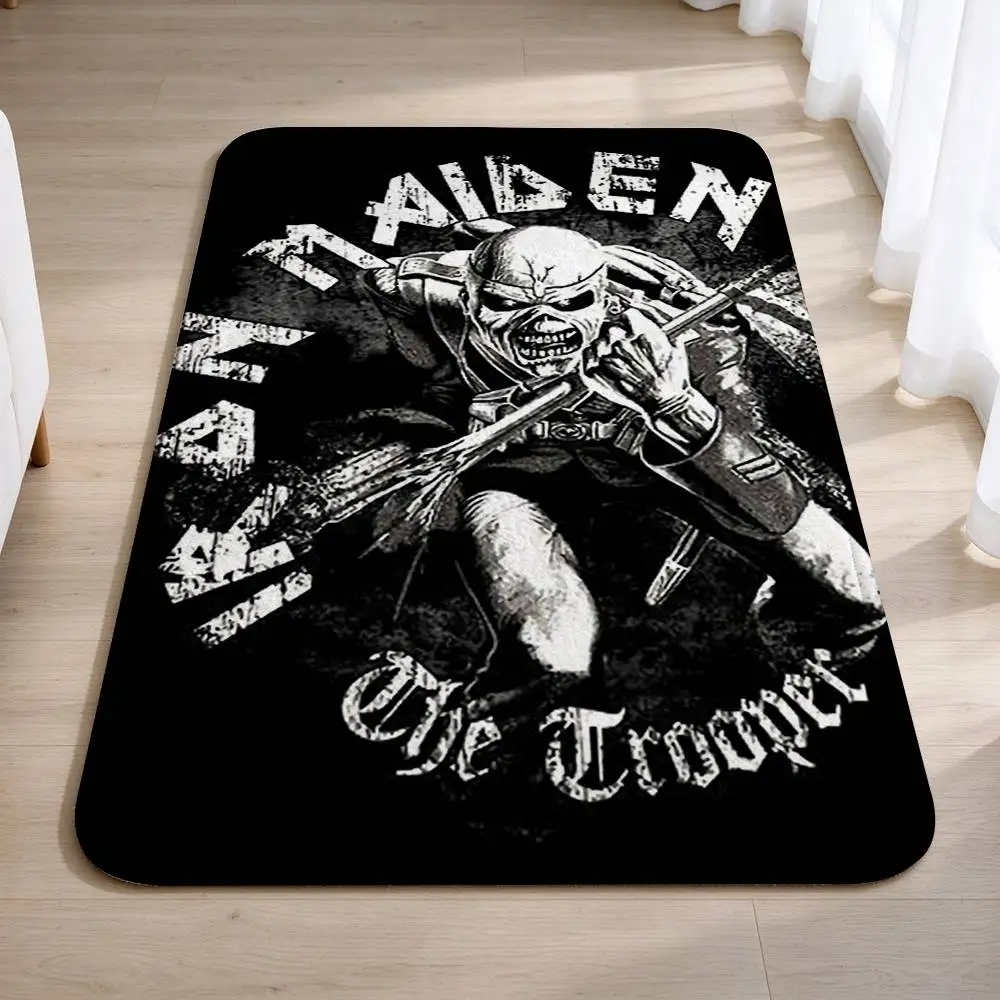 E-Eddie Heavy Metal I-Iron Maiden Short Plush Non-Slip Floor Mat, Easy to Clean, for Bathroom Door & Bedroom Door