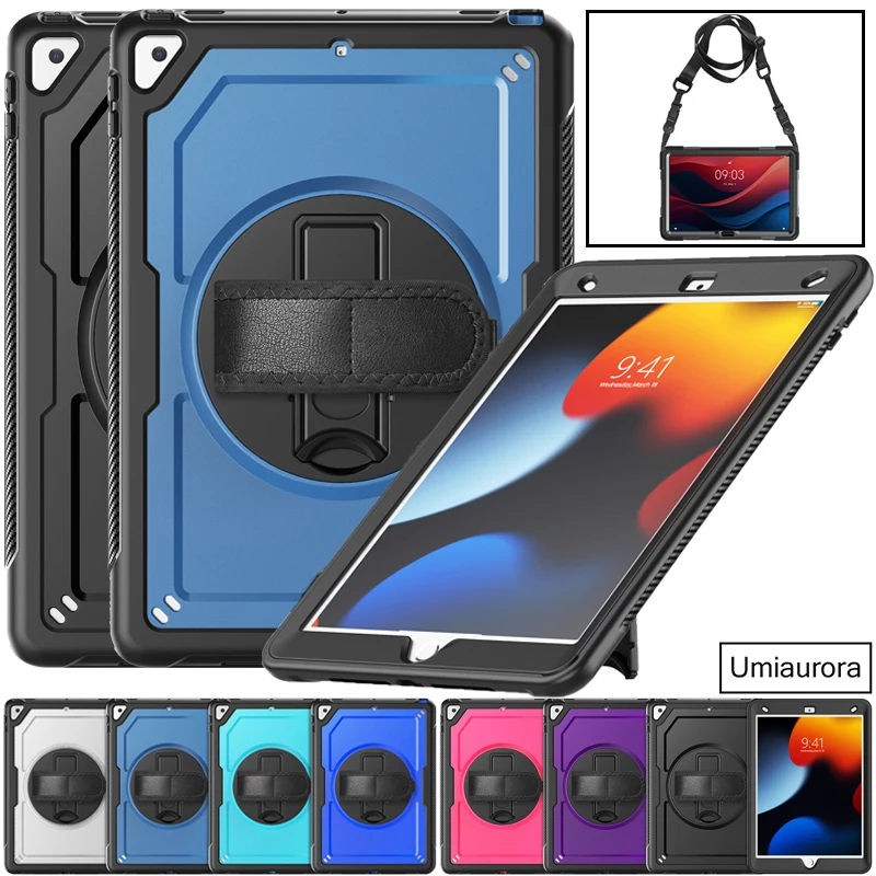 For IPad 11th 11 inch A16 Air 10.5 Pro 9.7 7th 8th 9th 10.2 10th 10.9 Shockproof Silicon PC Tablet Case Stand Strap Armor Funda