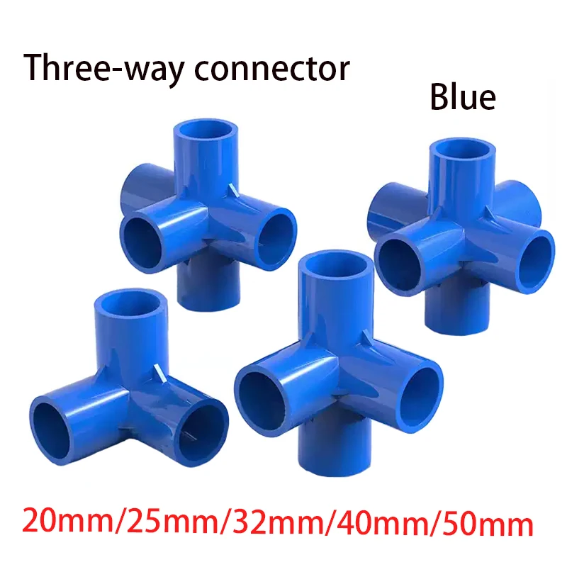 

1-10pc I.D 20/25/32/40/50mm PVC Blue Three-Dimensional Connector Home Garden Irrigation Hose Fittings Water Connectors DIY Tools