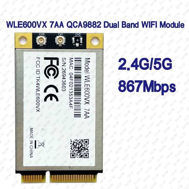 

WLE600VX QCA9882 9880 Dual Band 5G Wireless WIFI Network Interface Card Module Linux Openwrt X86