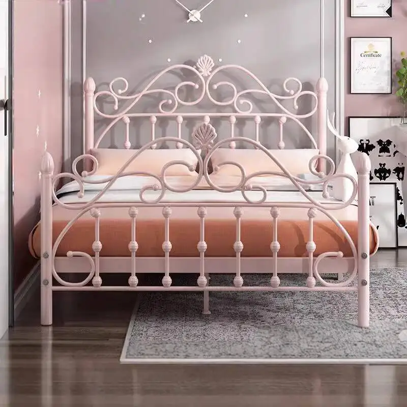 

Iron Wrought Aesthetics Bed European Minimalist Modern Princess High Quality Bed Romantic Adult Sleeping Muebles Home Furniture
