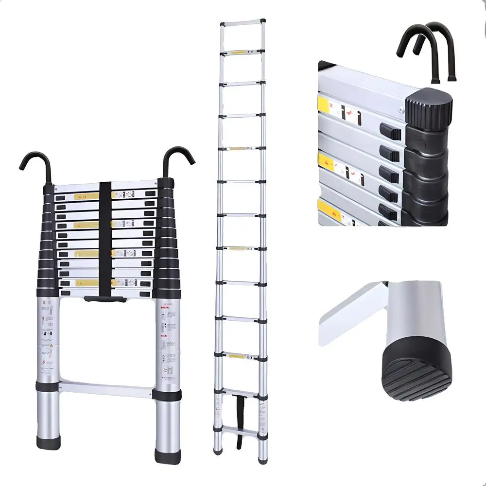 ステンレス鋼ハウス折りたたみはしご 360 回転可能なフック伸縮式折りたたみ伸縮はしご屋外ポータブル作業はしご
