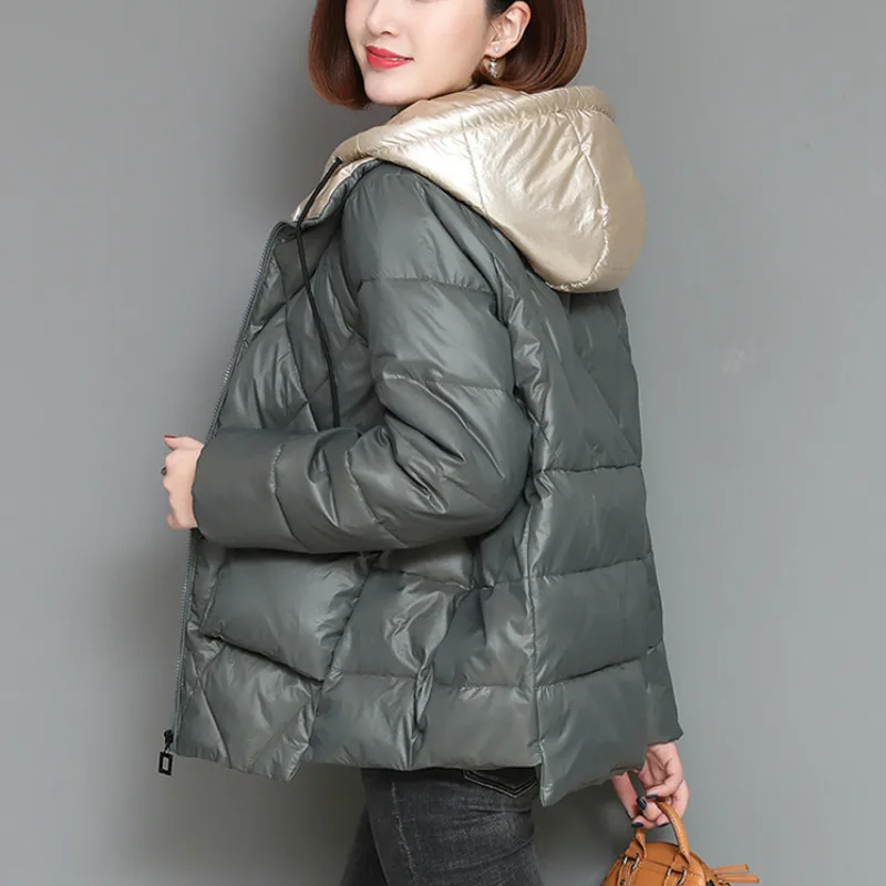Autumn Winter Down Coats Jacket Women Casual Korean Style Oversize Solid Color Hoodies Fashion Cotton Black Jackets Parkas